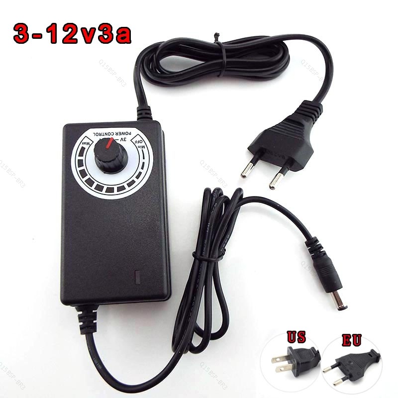 Adaptador Universal 3V-12V 3A AC Para DC Transformador De Fonte De Alimentação Ajustável Carregador Elétrico BR15B3