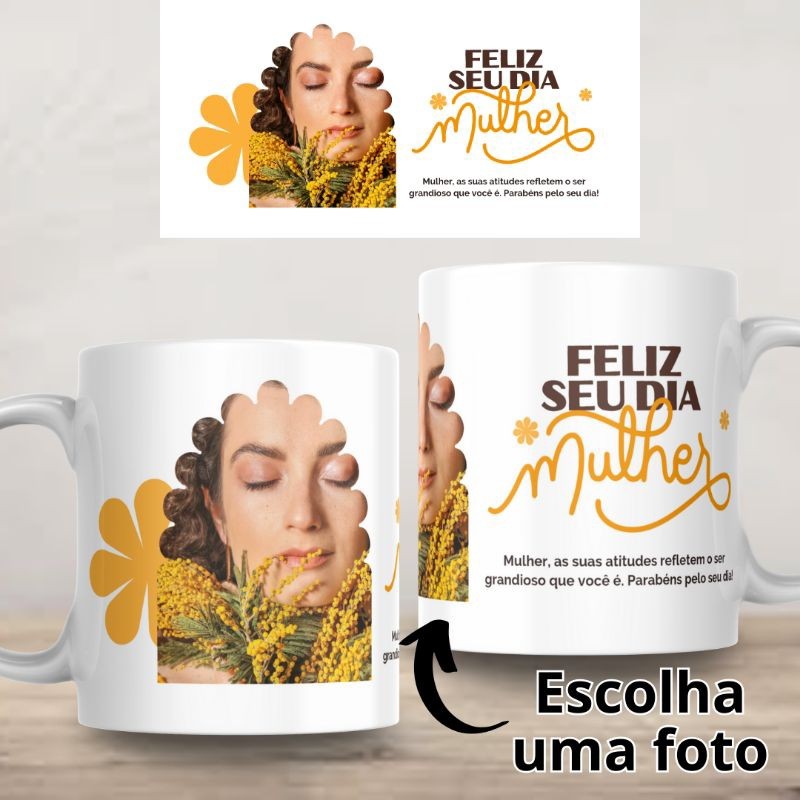 Xícara Xícara Caneca Personalizada Dia Internacional da Mulher Rosa Presente Lembrança Cerâmica Novidade Novidade