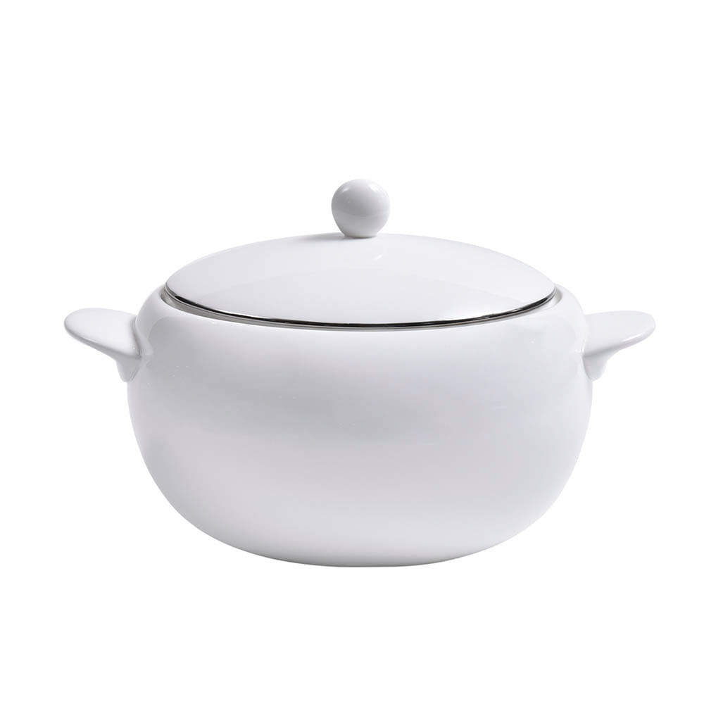 Sopeira com Tampa Silver em Porcelana 3,5 Litros Strauss Branca