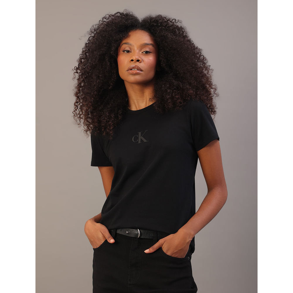 Camiseta Manga Curta Calvin Klein Jeans Rubber Patch - Preto