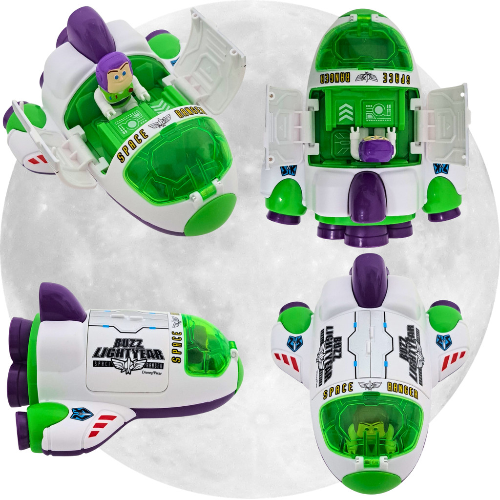 Carrinho Nave Espacial Buzz Lightyear C/ Fricção Toy Story Disney Carro Miniatura C/ Mini Boneco