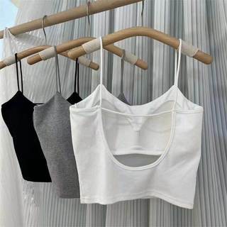 Nova camisola feminina Base de jogo interno linda volta sem mangas curto topo com almofada no peito de uma peça copo fix