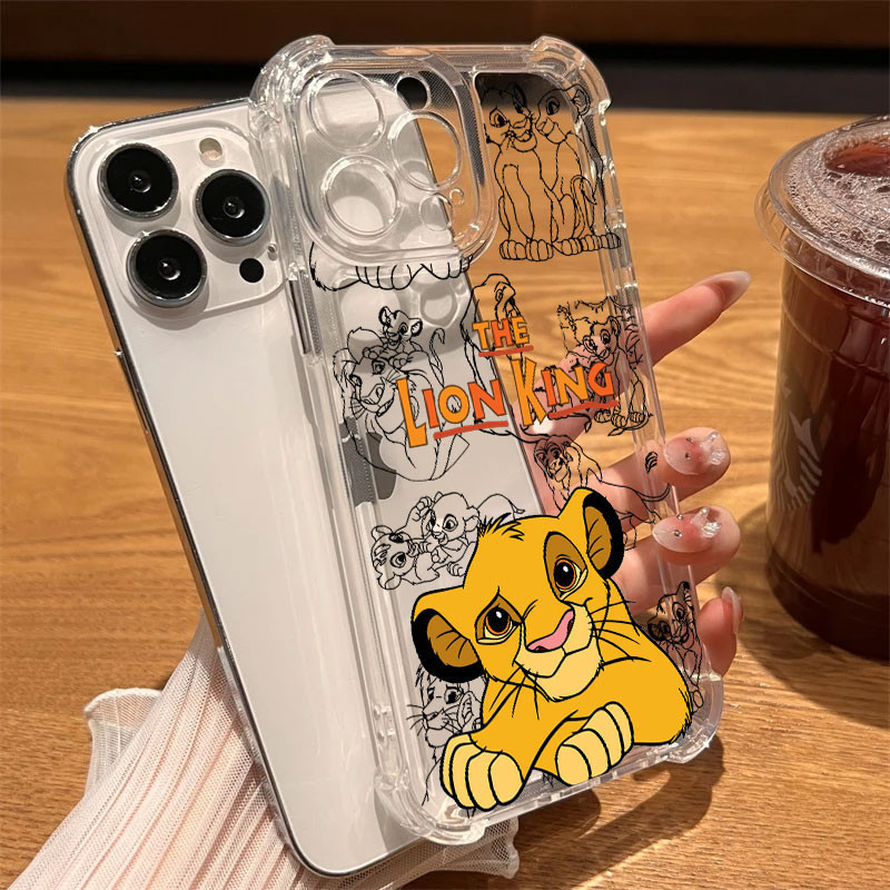 Capa de celular transparente do Rei Leão Simba, compatível com iPhone 17 Pro 16E 11 12 13 14 15 16 Max 17 Ar 11 Plus, co