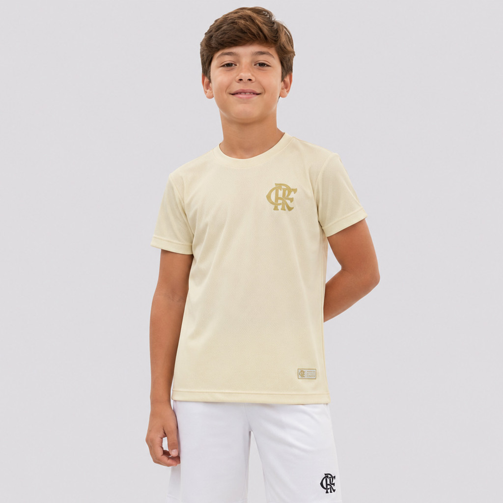 Camisa Flamengo Dry Texturizada Juvenil Off White