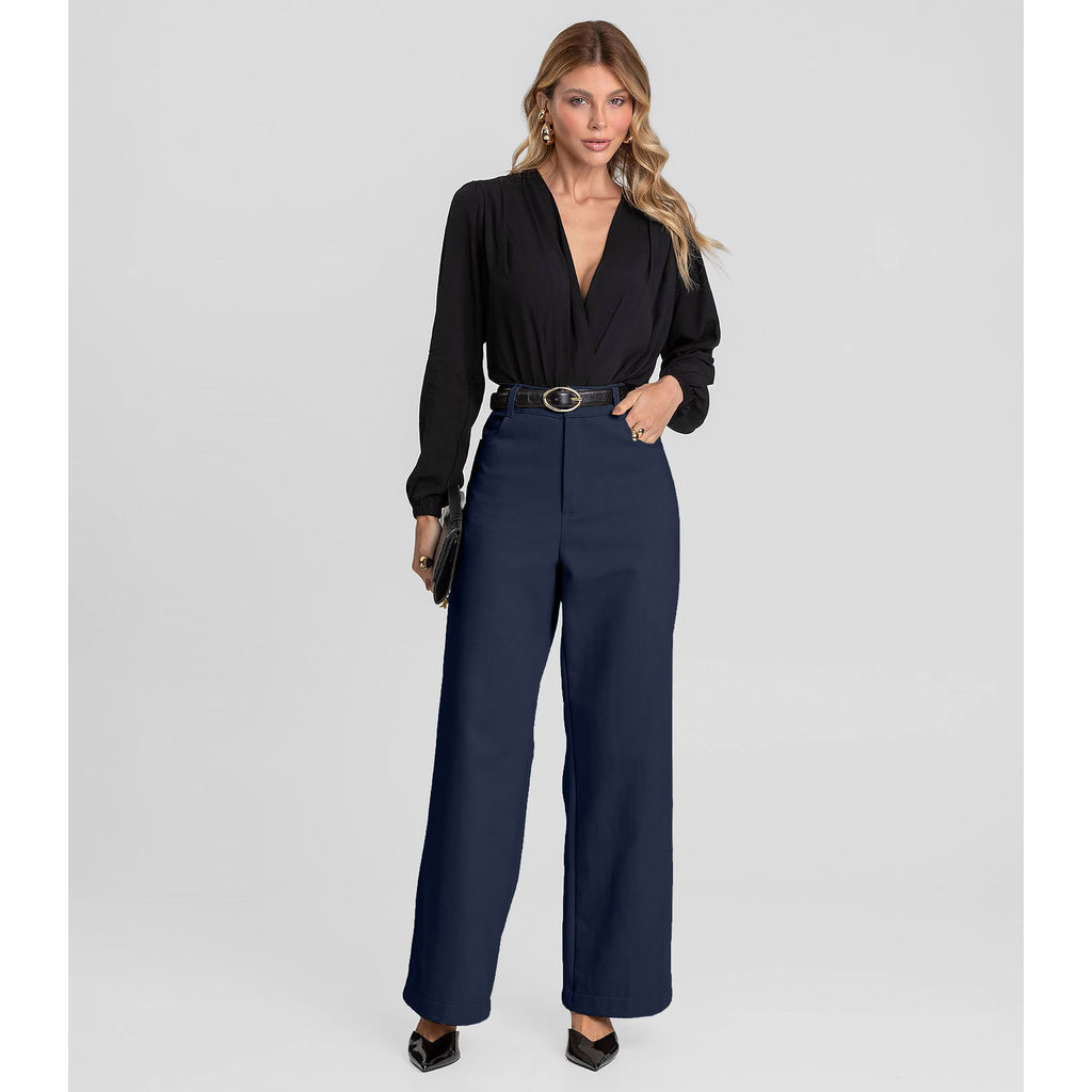 Calça Pantalona Feminina em Sarja Dianna Azul