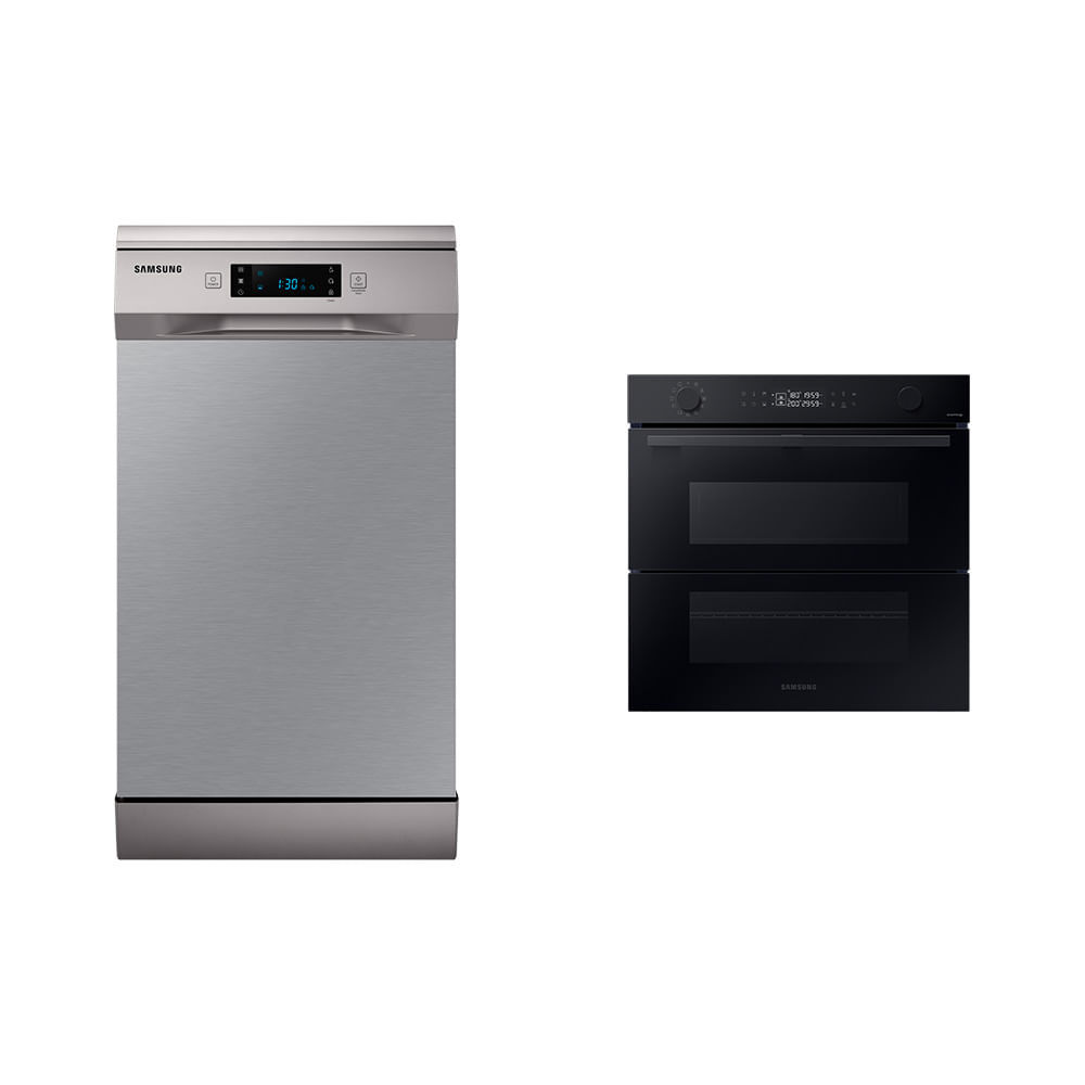 Lava-louças 10 Serviços com abertura automática da porta 127V + Forno de embutir elétrico Air Fry Samsung 76L