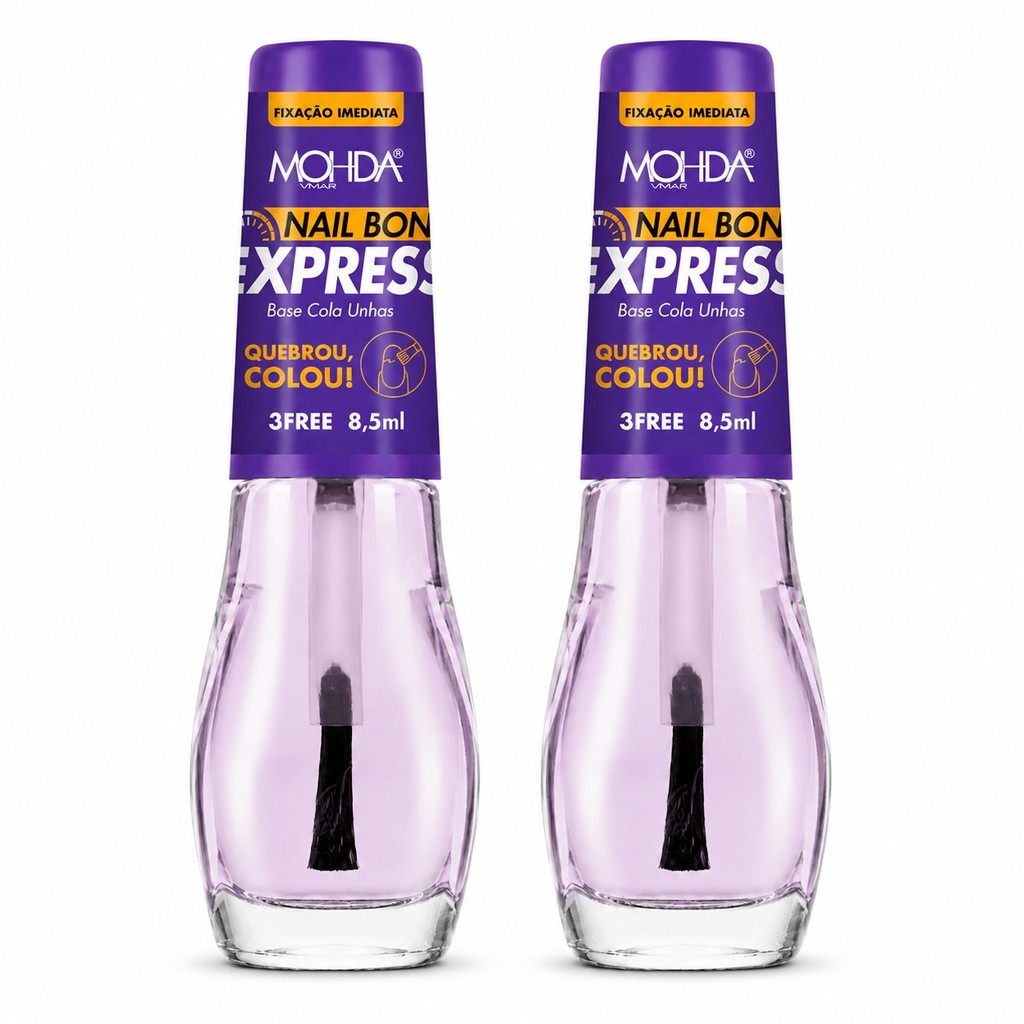Esmalte Mohda Nail Bond Express Cola Unha KIT C/02UN