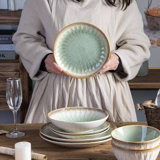 Talheres europeus Underglaze cor cerâmica prato de jantar alívio forno esmalte-mudança placa bife placa macarrão tigela 