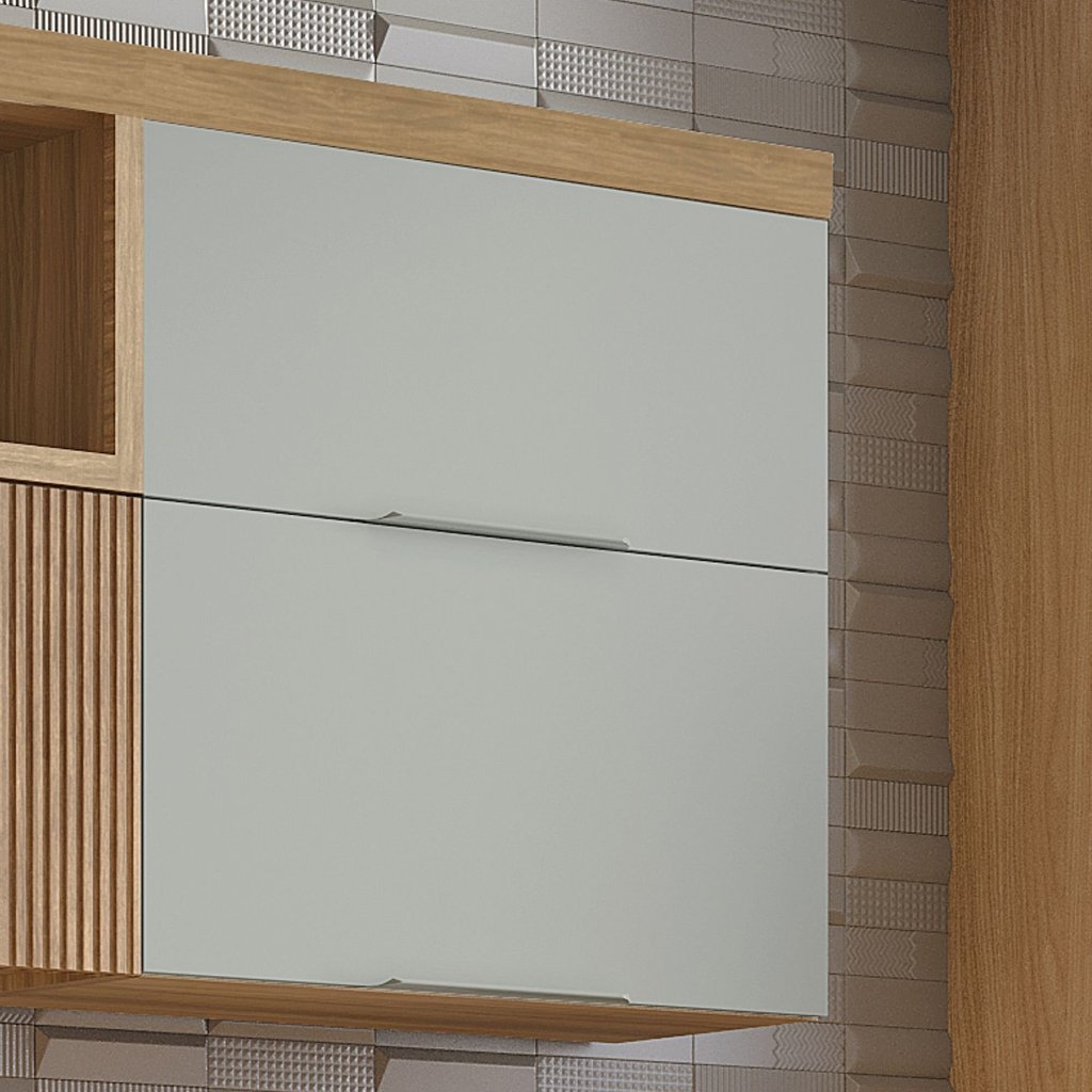 Armário 2 Portas Basculante Marquesa 80cm 100% MDF Marrom/Nature/Verde Nature/Verde