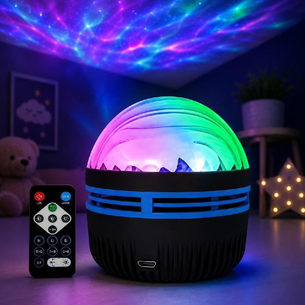 LUMINARIA PROJETOR NOTURNO COM CONTROLE REMOTO ABAJUR INFANTIL LED RGB LUZ CEU QUARTO DECORACAO