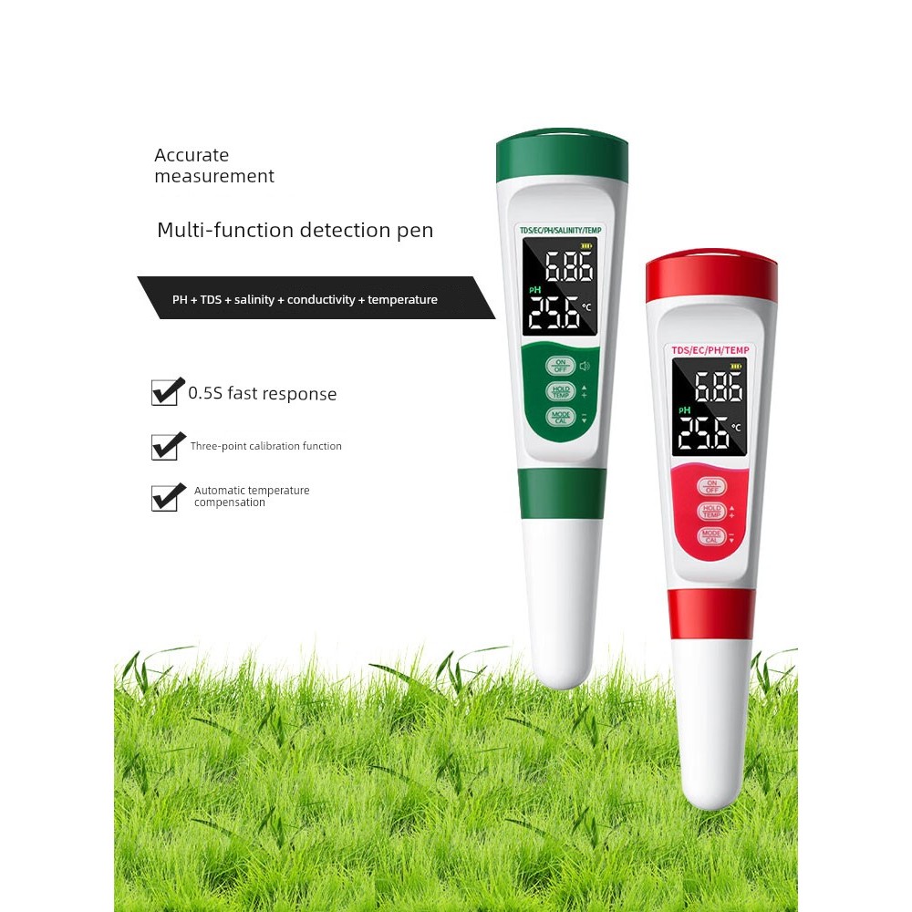 Caneta de teste de qualidade da água TDS valor PH salinidade temperatura EC condutividade carregamento de voz cinco em u