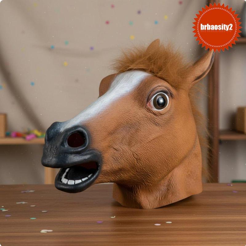 [Brbaosity2] Capacete De Cosplay De Cavalo Brincalhão Máscara De Animal Facial Completa Para Carnaval , Halloween E Roup