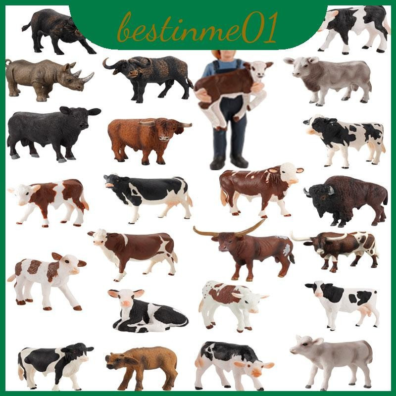 Brinquedo educativo de vaca, modelo de animal de fazenda, simulação de animal, presente infantil, material plástico KRJ0