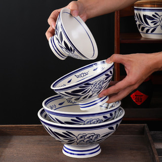 Tigela grande de ramen retrô pintada à mão Tigela de ramen antiga Guanzhong grande de cerâmica Tigela de macarrão