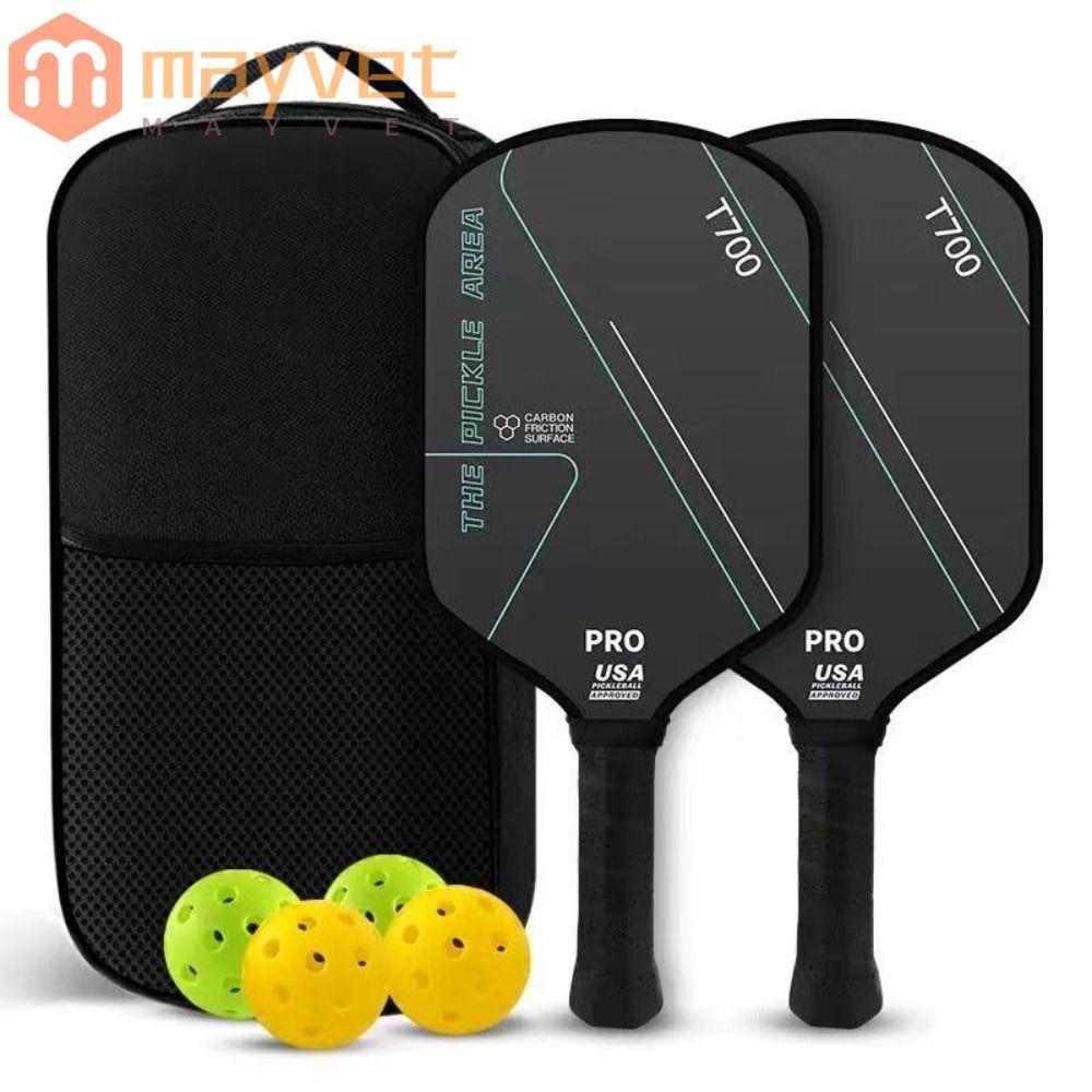 Pá De Pickleball MAYVET , Conjunto De Raquetes De Superfície Fosca De Fibra De Carbono , Bola De Picles T700 De 16 Mm