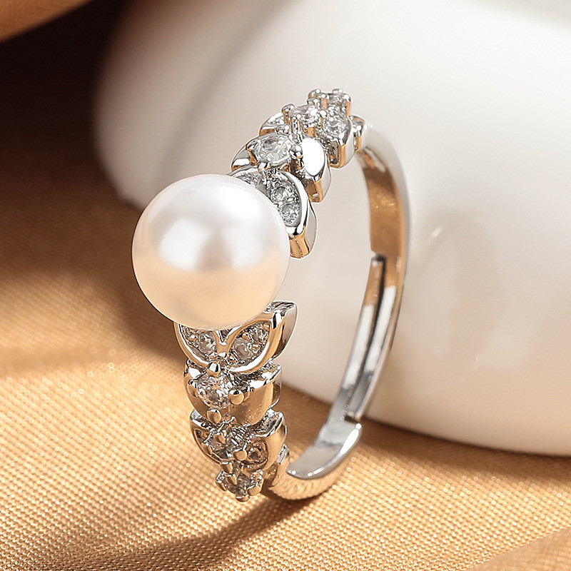 [Fedsolife Ring] Anel de pérola com design de espiga de trigo em estilo coreano, adequado para mulheres, design pessoal