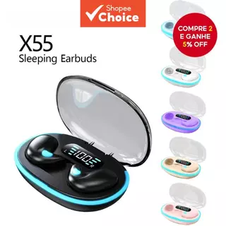 Fones De Ouvido X55 Para Dormir Sem Fio Bluetooth Invisíveis Mini Silicone Macio Confortável Intra-A