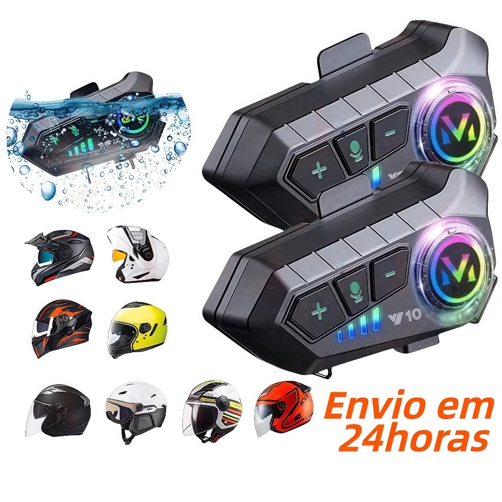 Y10/Y20 Motocicleta Sem Fio Bluetooth 5.3 Fone de Ouvido Capacete Kit de Chamadas Mãos Livres À Prova D'Água Interco