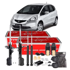 KIT 4 AMORTECEDORES + KITS KAYABA FIT 2003 ATÉ 2008