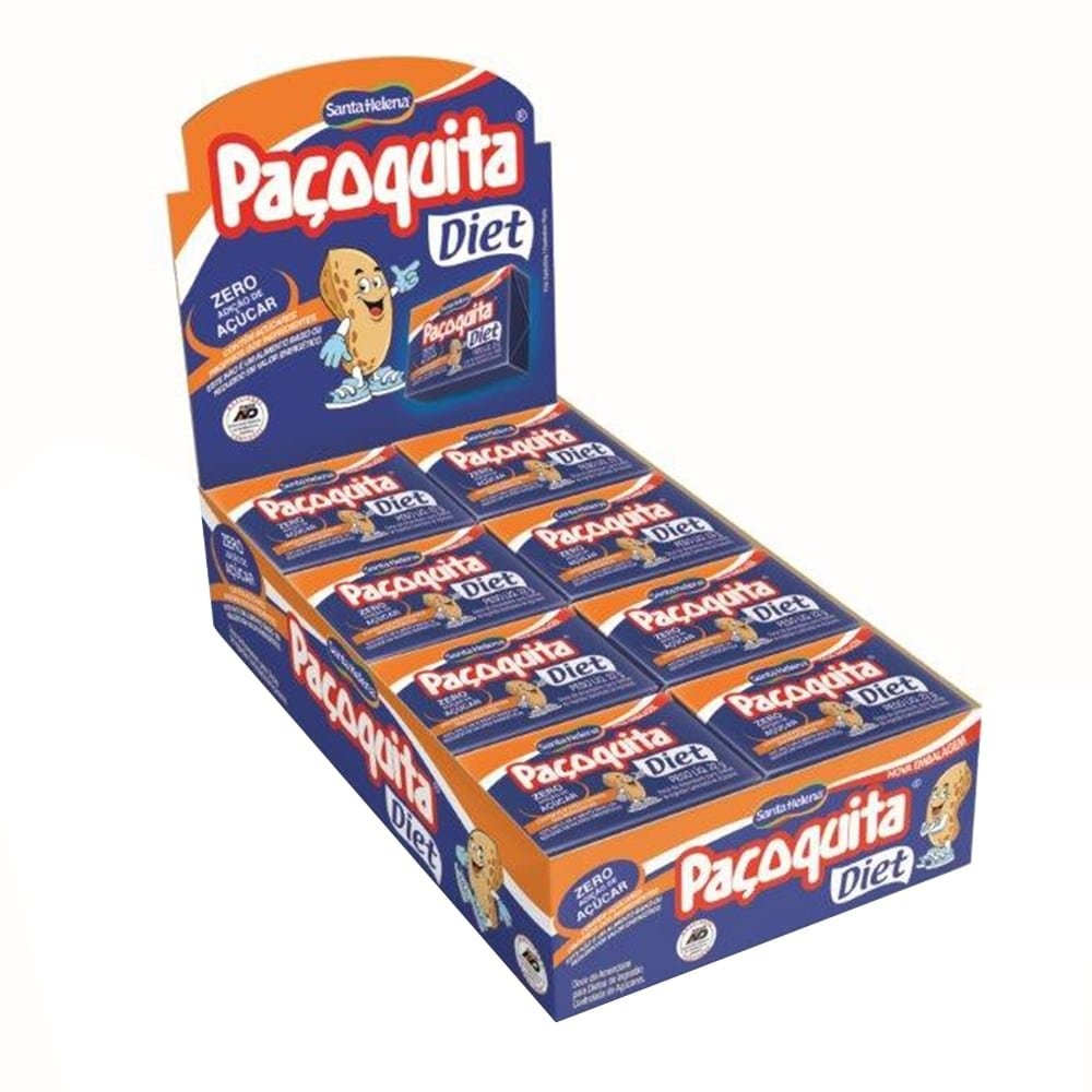 Paçoquita Quadrada Embalada Diet Santa Helena - Embalagem c/ 24 unidades