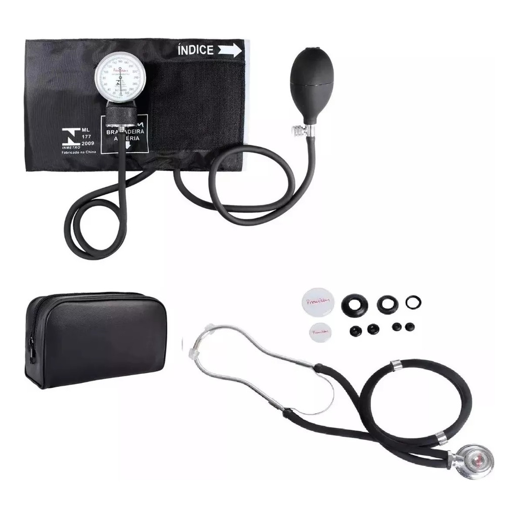 Aparelho de Pressão Aneroide Esfigmo + Estetoscópio Rappaport – Kit Completo Médico