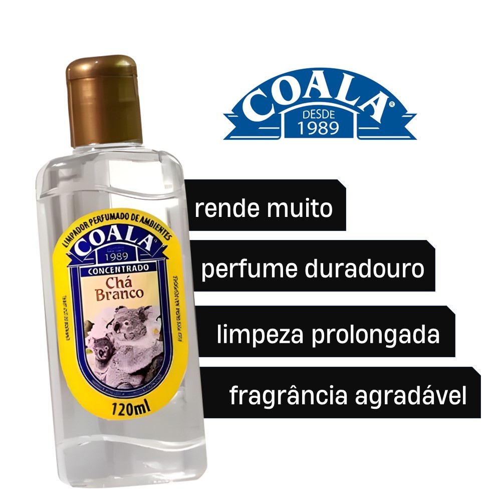 Kit 4 Limpador Concentrado Perfumado de Ambientes Chá Branco Coala 120ml