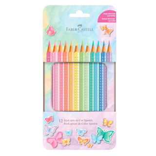 Lápis de cor 12 cores Sparkle pastel 116156 Faber-Castell em Oferta na Shopee