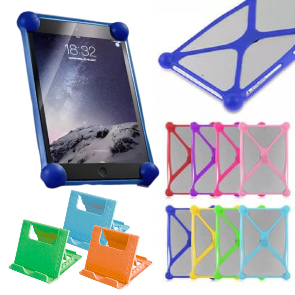 Capa Universal Emborrachada p/ Tablet de 10 Polegadas + Suporte de Mesa