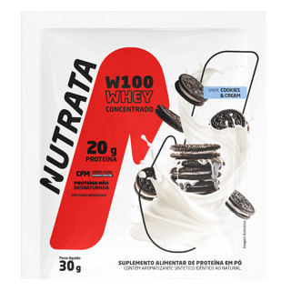 SACHE WHEY CONCENTRADO W100 NUTRATA 30G SABOR COOKIES em Oferta na Shopee