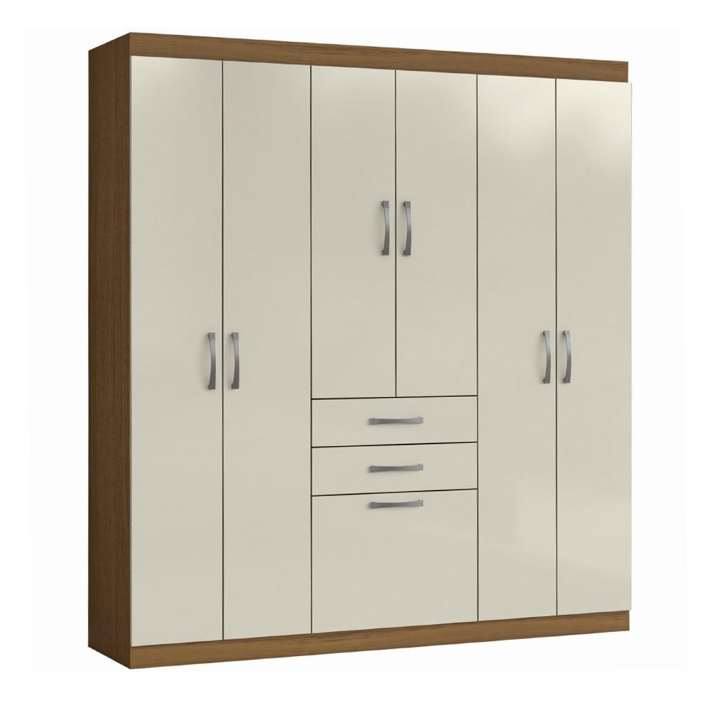 Guarda Roupas Casal 7 Portas 2 Gavetas Lisboa Aramóveis em Oferta na Shopee