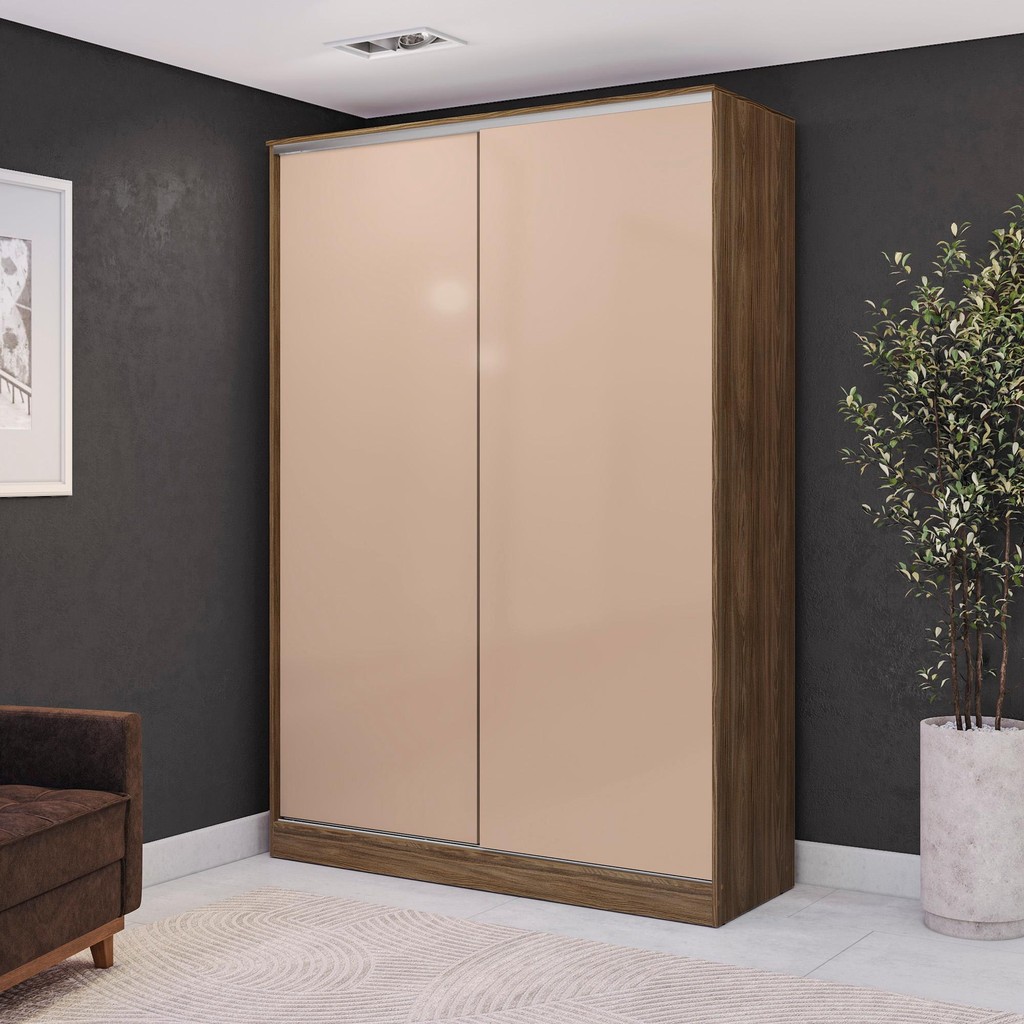 Guarda-Roupa 2 Pt Correr Kappesberg Adapt Nogueira/Macadâmia em Oferta na Shopee