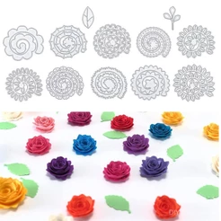 Conjunto de Cortadores de Aço Carbono para Flores, Arte em Papel DIY, Estênceis de Relevo e Gravação, Álbum de Recortes,