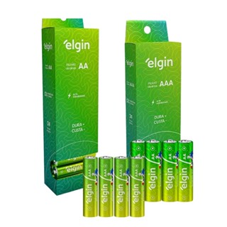 48 Pilhas Elgin Alcalina AA Comum ou AAA Palito - 2 Tubos Com 24 Unidades em Oferta na Shopee