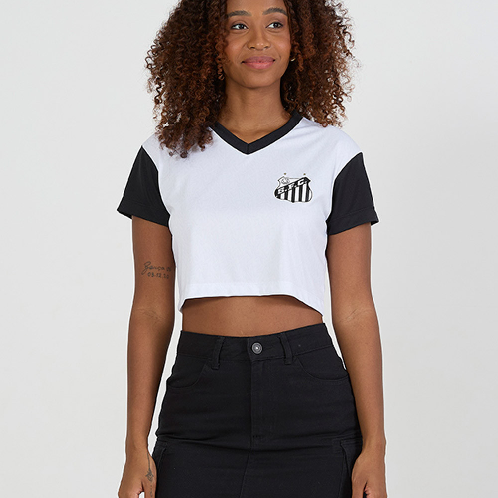 Camisa Santos Cropped Dry Feminina Branca