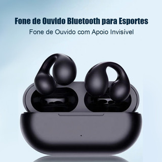 Fone Esportivo Bluetooth 5.3 Condução Óssea - OWS Leve e Confortável, À Prova de Suor par…