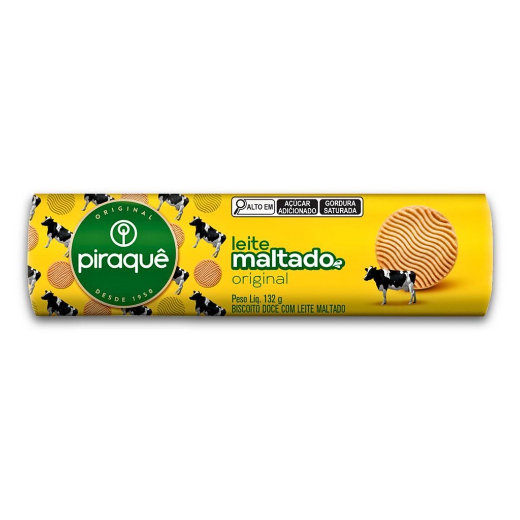 Pacote De Biscoito Leite Maltado 132G Original Piraquê
