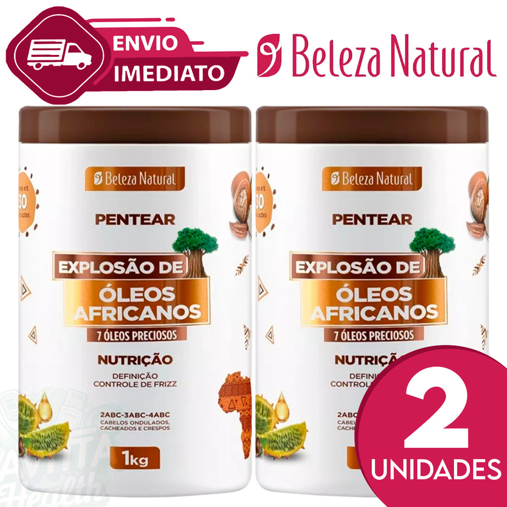 Kit C/2 Creme De Pentear Cachos 1Kg de Explosão de Óleos Africanos Beleza Natural Consistente Define em Oferta na Shopee