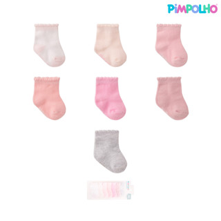 Kit 7 Pares Meia Lisa Semaninha Bebê Pimpolho Prematuro RN 0-6m Menina em Oferta na Shopee