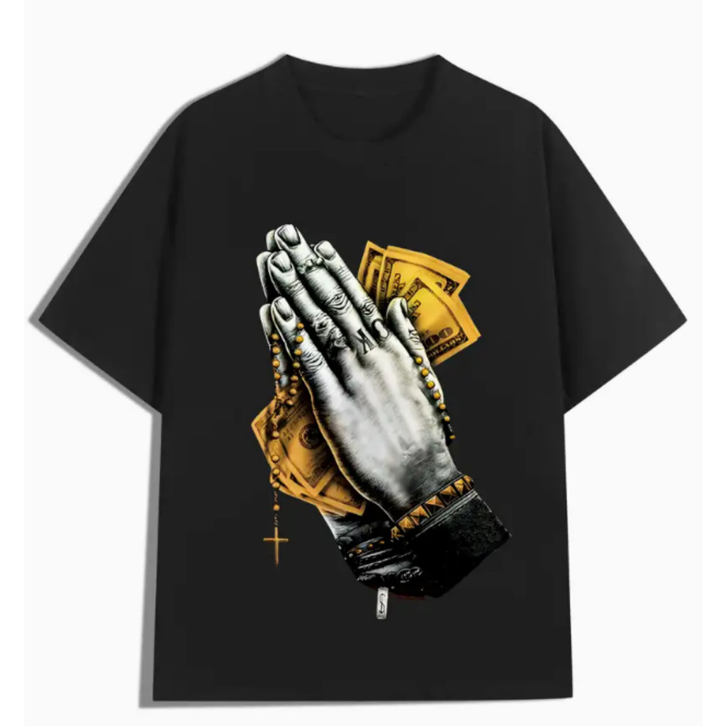 Bonito Camiseta Masculina 100% Algodão Com Estampa De Notas, Camiseta Casual De Hip-hop De Rua