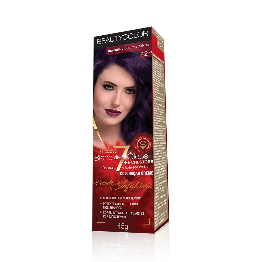 Coloração Beauty Color Marsala Violet Misterioso 42.26 em Oferta na Shopee