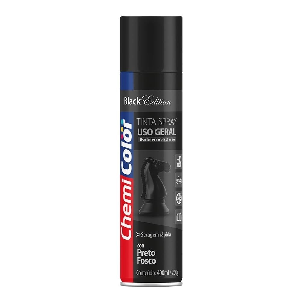Tinta Spray Uso Geral Preto Fosco 400ml - Chemicolor em Oferta na Shopee