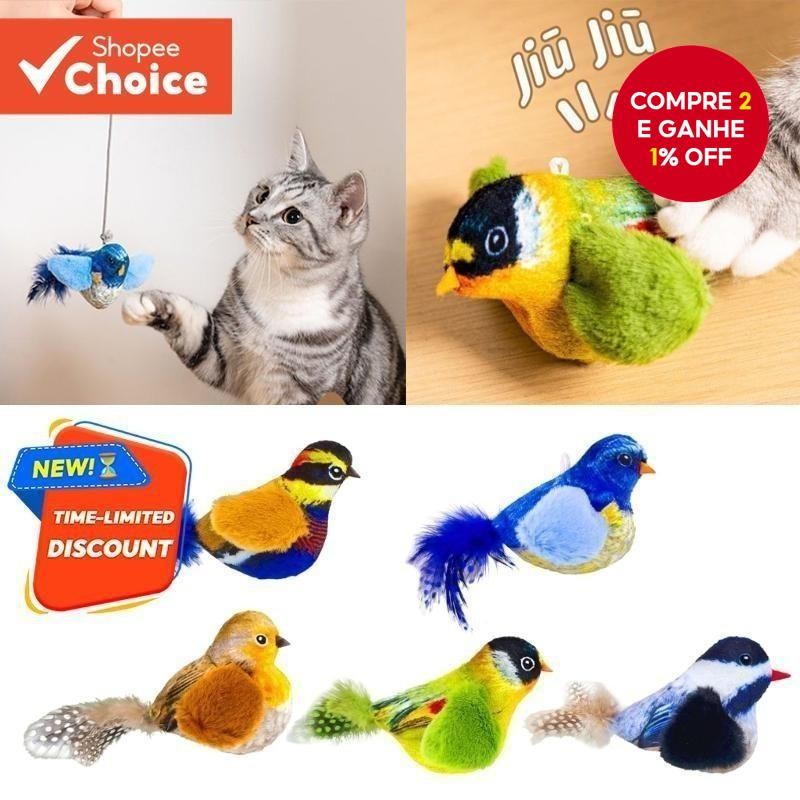 Brinquedos Interativos Para Gatos – Brinquedo Realista Com Som De Pássaro De Pelúcia Internos