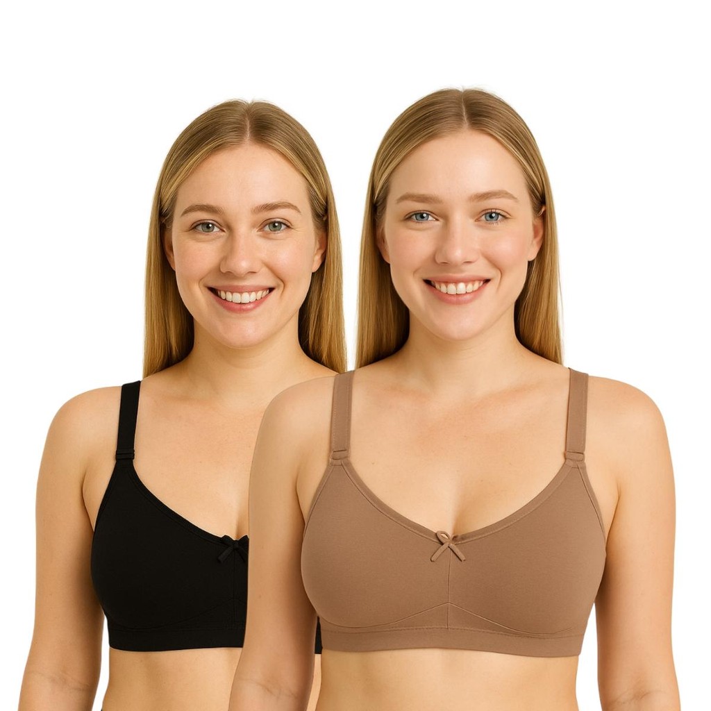 Kit 2 ou 1 Sutiã Sem Bojo Sem Aro Liso Básico De Sustentação Confortável Alça Larga Até o Plus Size 56 em Oferta na Shopee