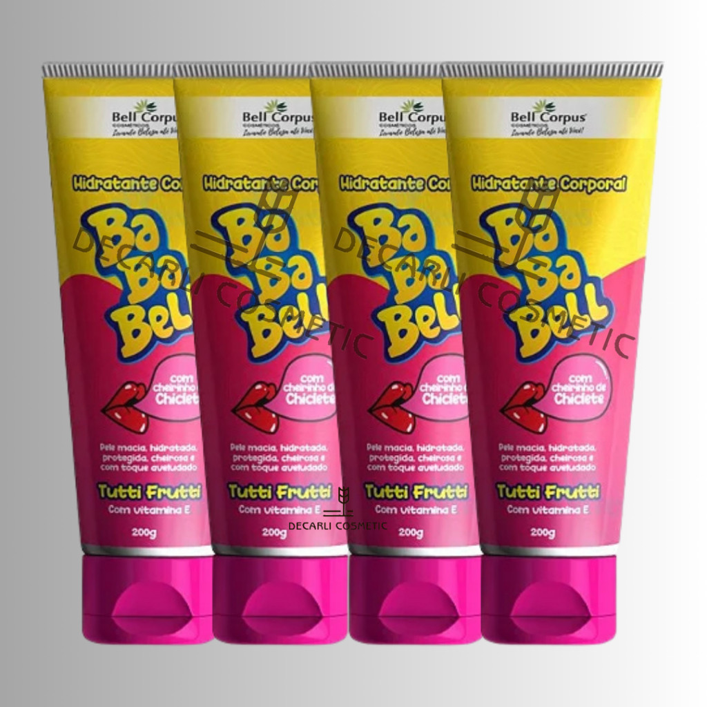 4 UN Hidratante Corporal Bababell Tutti Frutti 200g - Bell Corpus Cosméticos