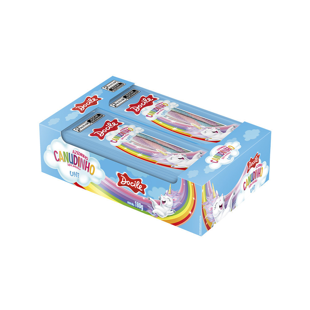 Canudinho Color Unicornio Azedinho - caixa 12un de 15g Docile
