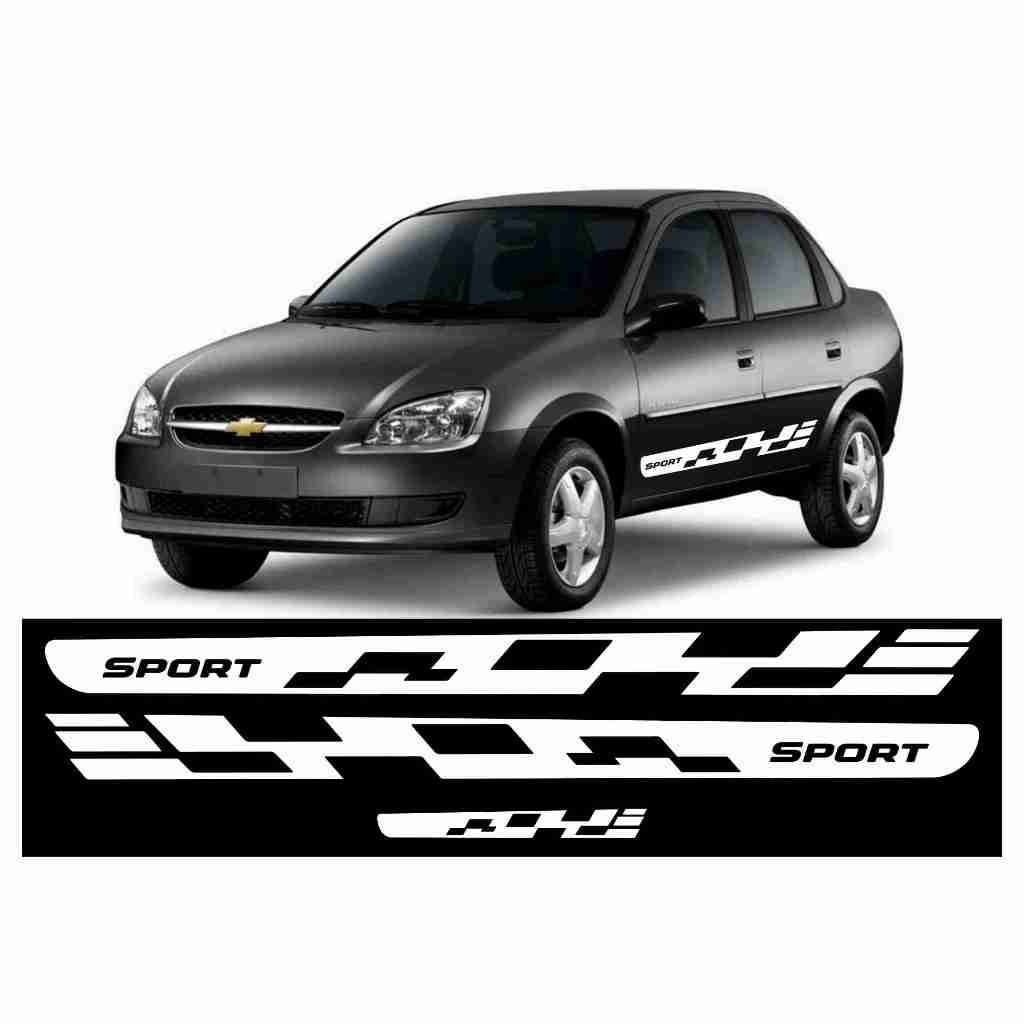 kit 3 Faixas Lateral E Traseira Adesivos Para Chevrolet Classic Corsa Sport Acessórios Personalizado Tuning Sticker CH73
