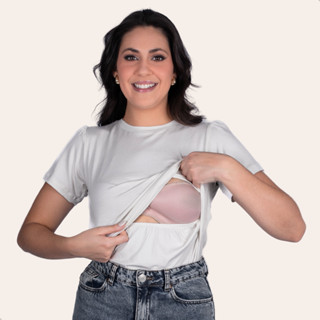 Blusa De Amamentação Manga Curta Com Abertura Pratica Gestação em Oferta na Shopee