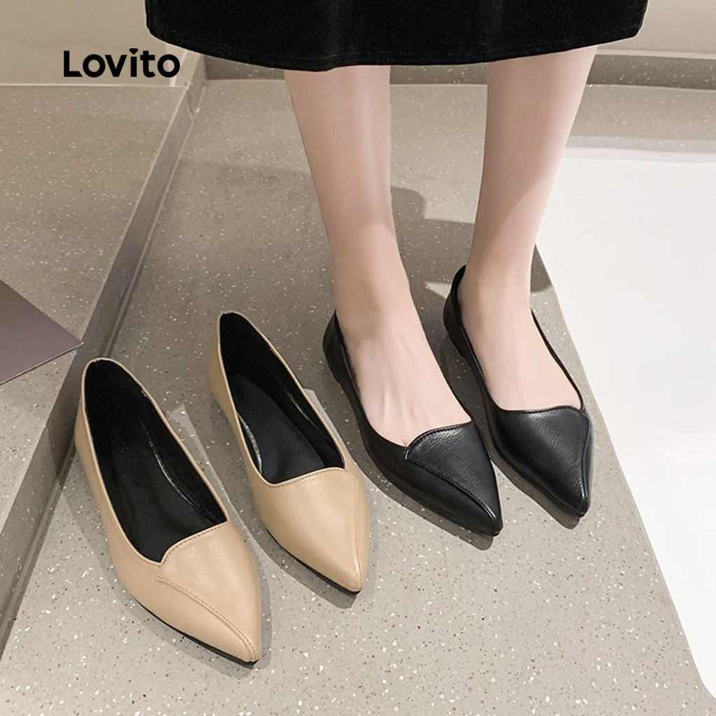 (NEW) Lovito Bailarinas Casuais com Textura para Mulheres LFAS2070 em Oferta na Shopee