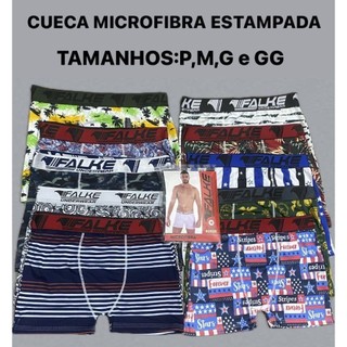 Kit 3-6-9-12Cuecas Boxer Microfibra Não Enrola Original Masculina Cueca Box Masculino Adulto Sortido Estampada Cores