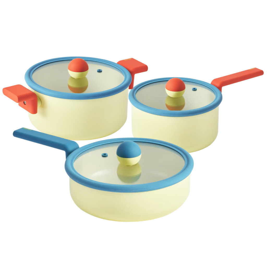 Conjunto de Panelas Indução com Revestimento Cerâmico - Danish - Neoflam - Cor Amarelo ...